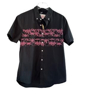 Chubbies The Weekend Getaway Shirt‎ Men Small Black Pink Button Up Shirt Casual